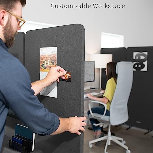 VIVO Freestanding 72 x 66 inch Privacy Panel, Cubicle Divider, Acoustic Wall - Image 4