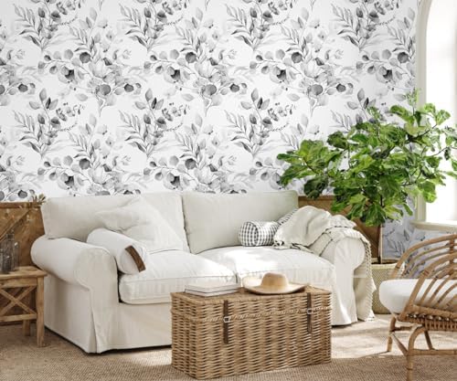HAOKHOME Black White Wallpaper Peel and Stick Bathroom 17.3in x 19.6ft - Image 2