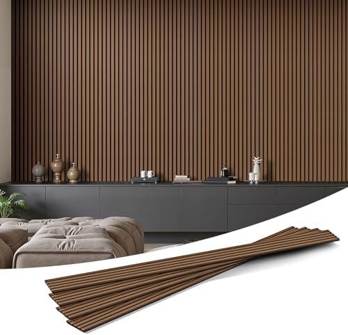 INMOZATA Wood Slat Wall Panels, 4 Pack 94.5" x 7.9" 3D Fluted Soundproof Fire by INMOZATA