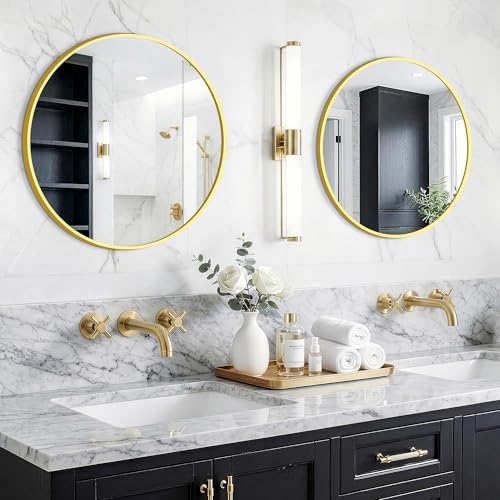 FGU Round Bathroom Mirror for Over Sink 2 Pack 22" Gold Circle Wall Mirror by Unknown