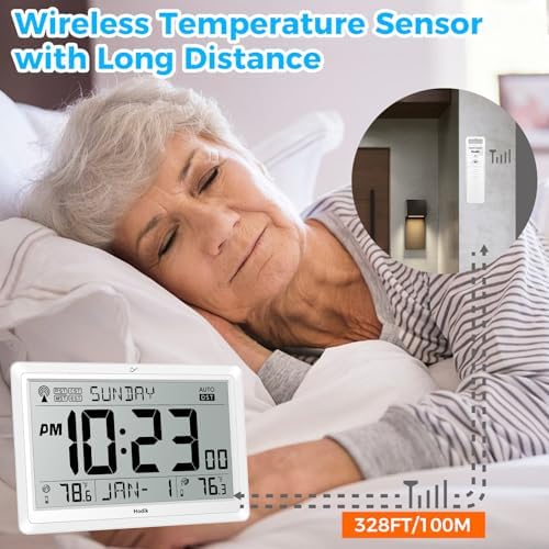 HODIK Atomic Wall Clock with Indoor Outdoor Temp, Digital Clocks - Image 6