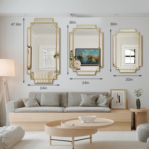 47"x24" Large Gold Rectangle Beveled Mirror - Image 6