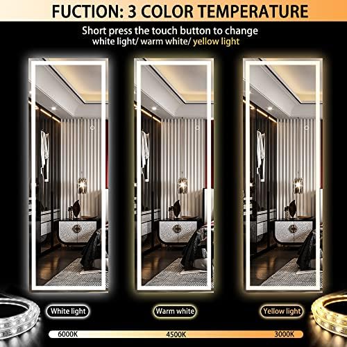 Hasipu Full Length Mirror with Lights, 55.7" x 16" LED Floor, Full Body - Image 3