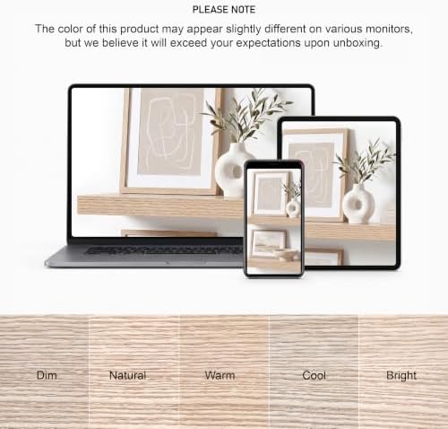 Oak Wood Floating Shelves, 24 Inch Long Wooden Wall Shelf Set of 3 - Image 6