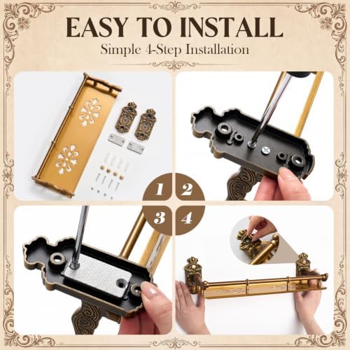 Otooling Vintage Bathroom Shelf, 16.5 Inch Antique Bronze Wall Mount Shelf - Image 6