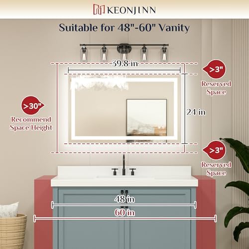 Keonjinn 40x24 Inch LED Bathroom Mirror - Image 6