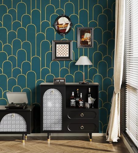 Yasinet Peel and Stick Wallpaper Green and Gold Wallpaper Dark Green Contact - Image 3