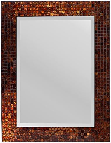 Lulu Decor, Decorative Handmade Amber Rectangle Mosaic Beveled Wall Mirror - Image 2