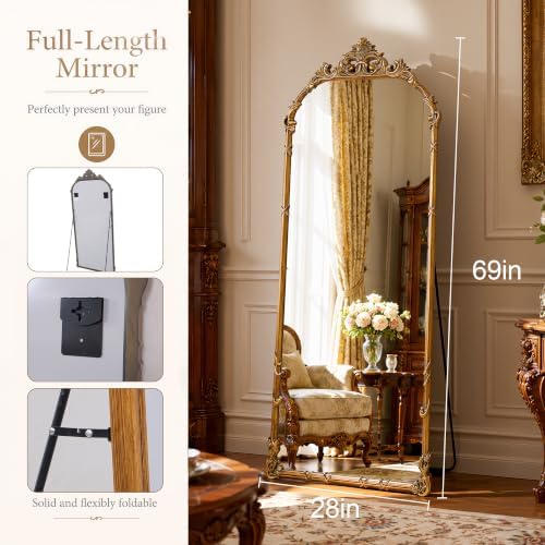 69"x28" Arched Full Length Mirror Vintage Statuary Bronze - Image 7