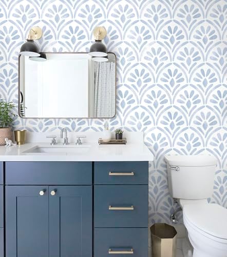Hopepak 17.3"x394" Blue Peel and Stick Wallpaper - Image 2