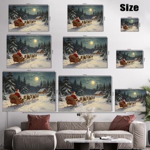 AVANT GARDE CANVAS Christmas Canvas Wall Art, Santa Claus Sleigh and Reindeer - Image 6