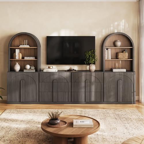 BELLEZE Bijou 126" Wall Unit 6-Piece Modular TV Stand - Image 4