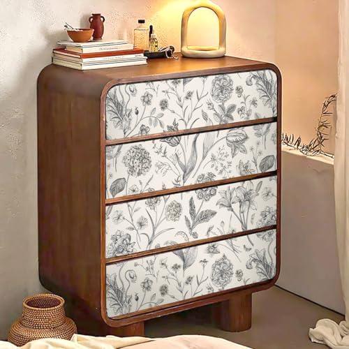 Beige and Black Floral Peel and Stick Wallpaper Floral 17in x 118in - Image 4
