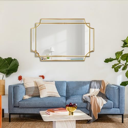 36"x24" Gold Rectangle Beveled Mirror - Image 5