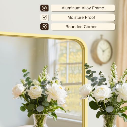 Vanity Bathroom Mirror, 30”x30” Gold Bathroom Mirror - Image 4