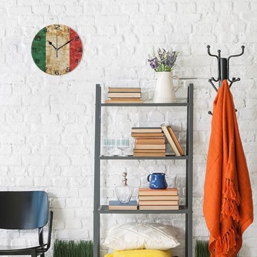ABLINK Vintage Italian Flag Round Wall Clock, Silent Non Ticking Oil Painting - Image 4