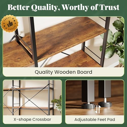 Huuger 5 Tier Bookshelf, L Shaped Corner Bookshelf - Image 6