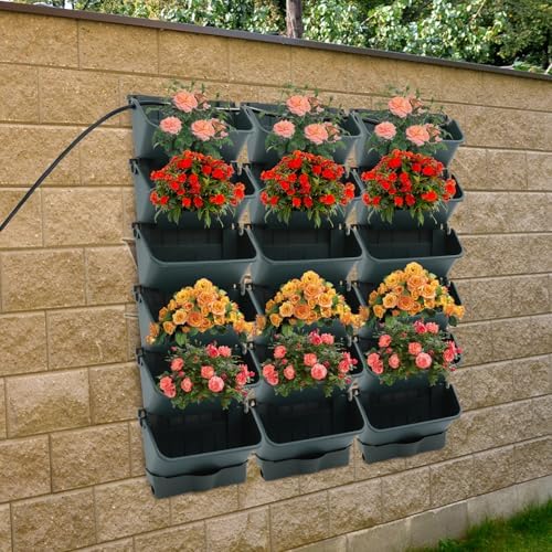 Self-Watering Wall-Mounted Planter, 18 Pots Wall Mounted Plastic Plant Grow Pot - Image 3