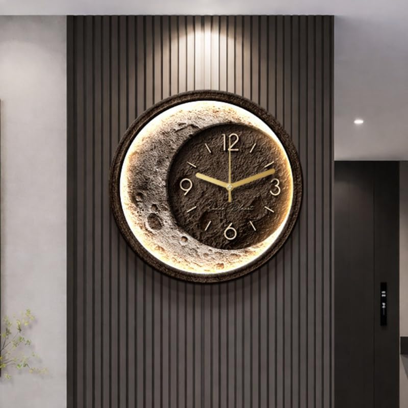 Modern 3D LED Sandstone Wall Clock, Moon Sculpture Wall Decor by Unknown