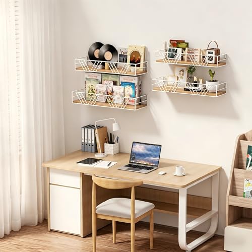 Floating Shelves for Wall, 4 Sets Rustic Shelf - Image 6