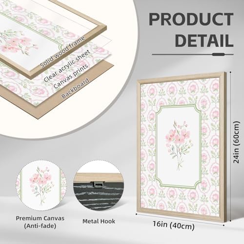 Pink Floral Wall Art Nursery Flower Canvas Wall Decor Baby Girl Wildflower - Image 2