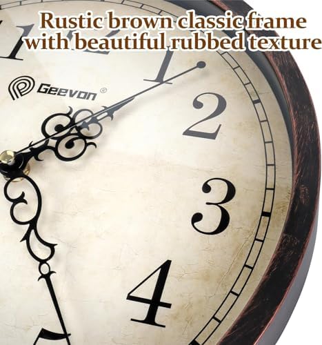 Geevon 14" Retro Battery Operated Wall Clock, Slient Non Ticking - Image 5
