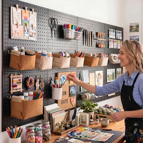 Spampur Peg Board, 8 Pack Metal Pegboard Wall Organizer - Image 2