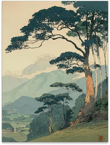 Japanese Forest Canvas Wall Art Asian Tranquil Mountain Landscape Posters by Unknown