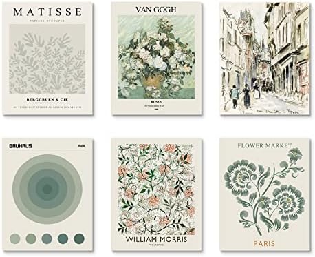 Habseligkeit Sage Green Master Wall Art Prints, Abstract Matisse Wall Art by Habseligkeit