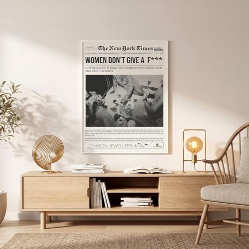 Vintage Black And White Wall Art 16x20in White Framed Trendy Girly Newspaper - Image 2