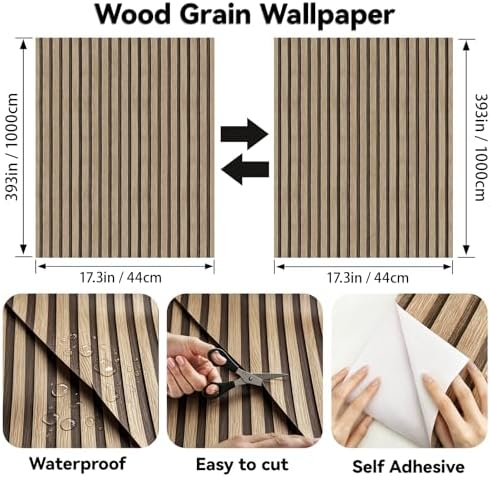 Wood Slat Peel and Stick Wallpaper Textured Contact Paper 17.3''×393'' - Image 4