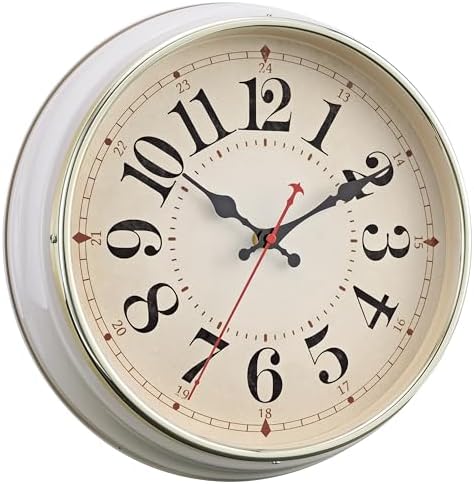 Wall Clock Metal 12.4" Retro Vintage Wall Clocks Countryside Style Silent Non by HYJOOY