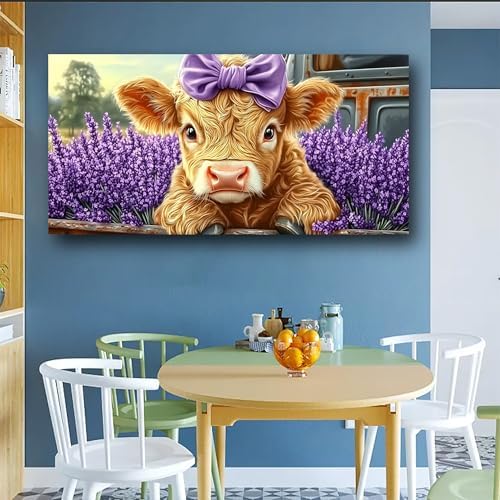Haichuang Decor Art Highland Cow Canvas Wall Art, 40x20 Inch - Image 4