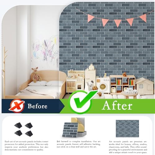 ArtVivid 12Pack Acoustic Panels, Brick Pattern Sound Proof Panels - Image 5