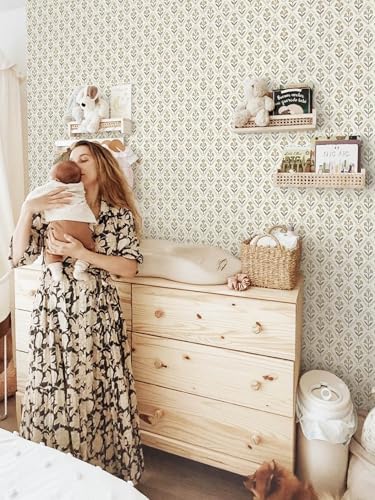 Dimoon 17.3''x78.7'' Peel and Stick Wallpaper Floral Beige Boho Neutral Cute - Image 6