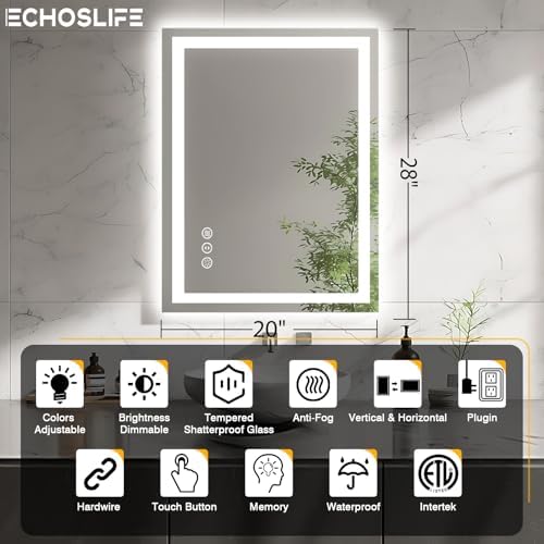 EchosLife 20"x28" LED Bathroom Mirrors - Image 2