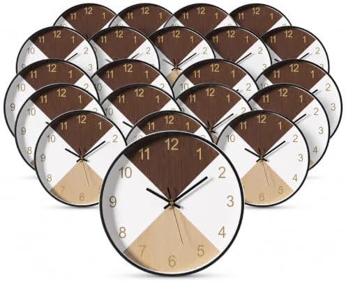 Clockswise Bulk Set of 20 PC 12" Decorative Modern Round Wood- Looking Plastic by Clockswise