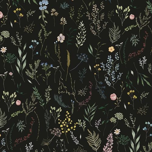 Dimoon 78.7"x16.1" Floral Peel and Stick Wallpaper Black Contact Paper Thicken by DIYYOURMOON