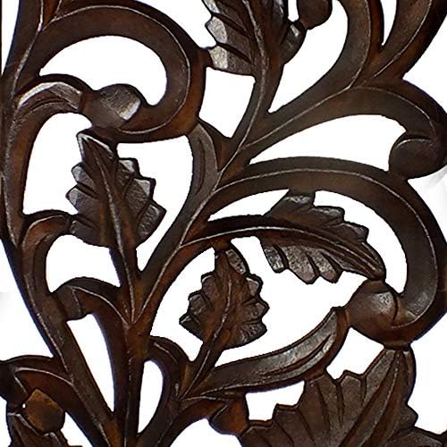 Benjara Hand Crafted Mango Wood Wall Panel, Rectangle Shape - Image 2