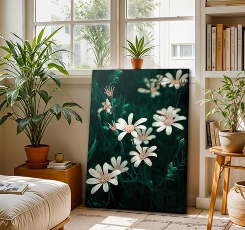 CHTEXA Dark Green Daisy Canvas Wall Art, 3 Piece Gallery Wrapped Set - Image 6