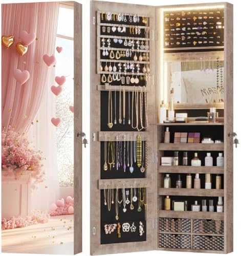 Vlsrka 47.2" LED Jewelry Cabinet, Wall Mounted Jewelry Mirror Organizer by VlsrkaFurniture
