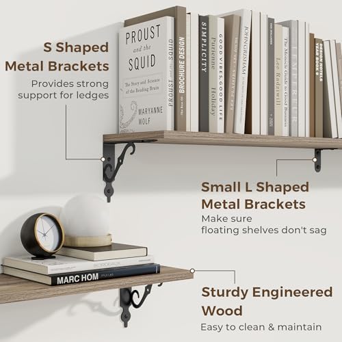 RICHFOCUS Floating Shelves for Wall Decor, 55.1W x 8D Shelves Set of 2 - Image 4