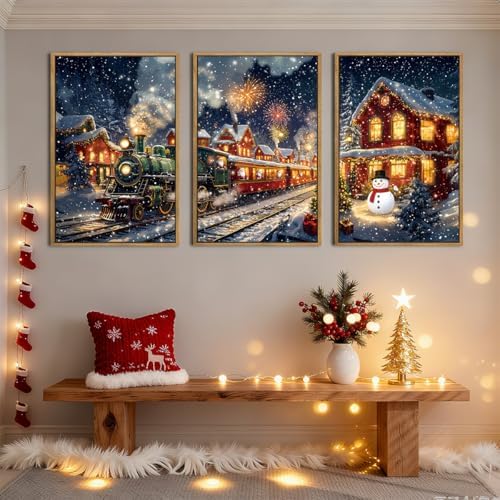 BINCUE Christmas Wall Art Winter Christmas Prints Framed Wall Painting Decor - Image 2