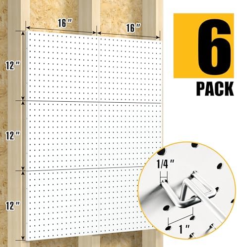 Spampur Peg Board, 6 Pack Metal Pegboard Panels - Image 3