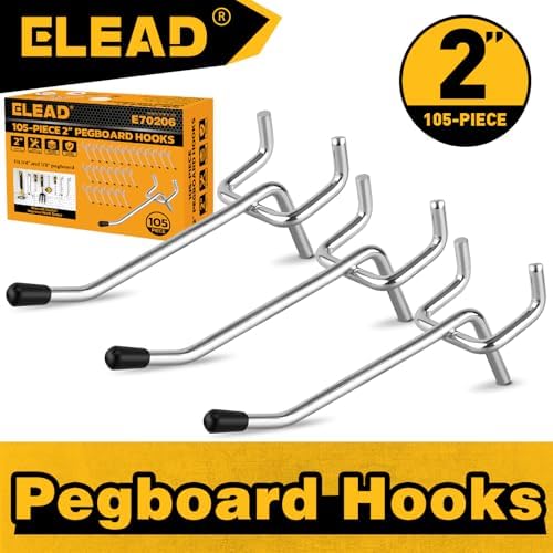 ELEAD 105-Piece 2 Inch Pegboard Hooks, Heavy Duty Peg Board Organizer - Image 2