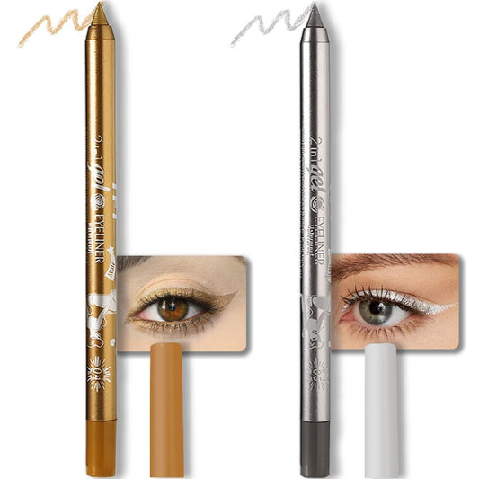 evpct 2Pcs Gold & Silver Color Gel Glitter Eyeliner Pencils Set for Women Waterline Waterproof Smudge Proof lapiz de ojos delineador de ojos contra el agua Eye Liner Makeup