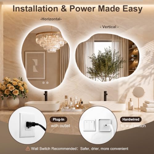 20''x30'' Backlit Mirror Bathroom Wall Irregular, LED Bathroom Mirror - Image 5