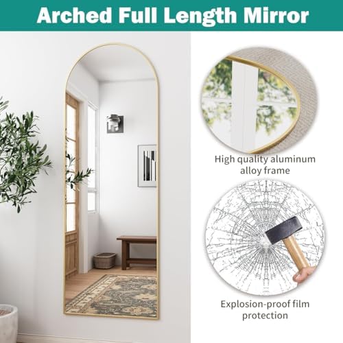 57"x20" Arched Full Length Mirror, Full Floor Mirror - Image 3