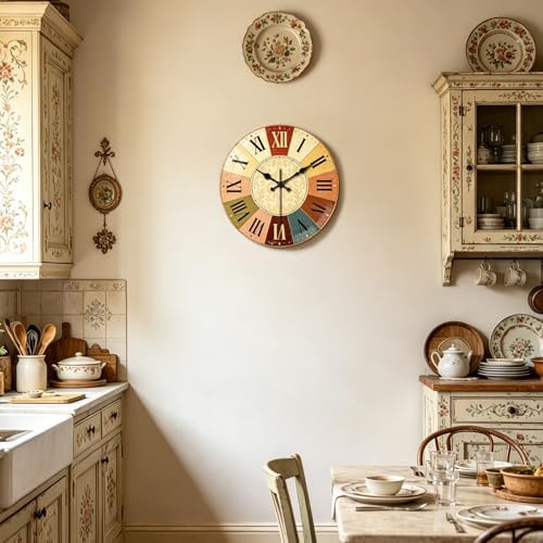 peacoblue Vintage Wheel Wall Clocks Battery Operated - Image 5