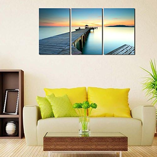 Wieco Art Bridges over the Sea Large Canvas Prints Wall Art Seascape Pictures - Image 4